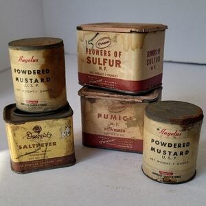 Lot Of 5 Vintage Medicinal Tins Purepac,Angelus,Pensular